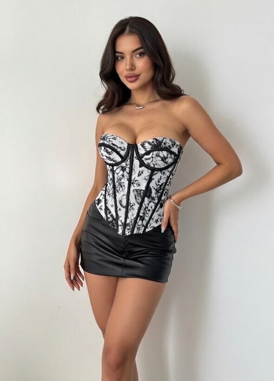 Elegant Jacquard Waist-Shaping Corset with Butterfly Pattern"